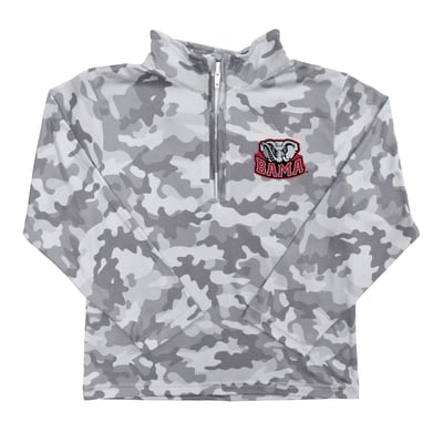  Alabama Crimson Tide Vive La Fete Youth Camo Quarter-Zip Sweatshirt - Gray