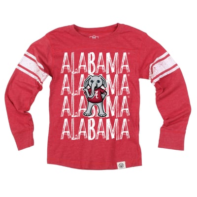  Alabama Crimson Tide Wes & Willy Youth Long Sleeve Football Jersey T-Shirt - Crimson