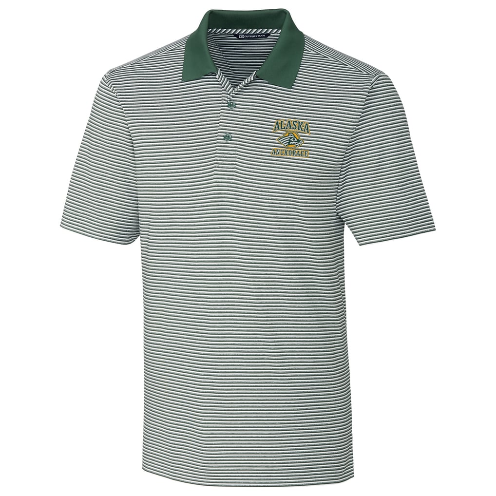 Alaska Anchorage Seawolves Cutter & Buck Big & Tall Forge Tonal Stripe Polo - Green