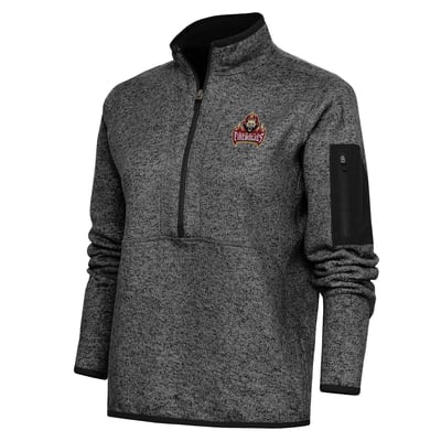 Albany FireWolves Antigua Women's Fortune Half-Zip Pullover Jacket - Heathered Black