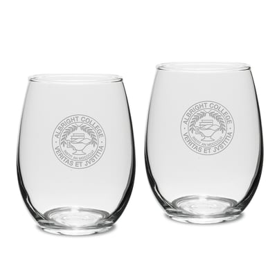 Albright Lions 15oz. 2-Piece Stemless Wine Glass Set
