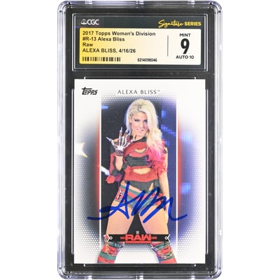 Alexa Bliss WWE Autographed 2017 Topps Women's Division Raw #R-13 CGC Fanatics Witnessed Authenticated 9/10 Card