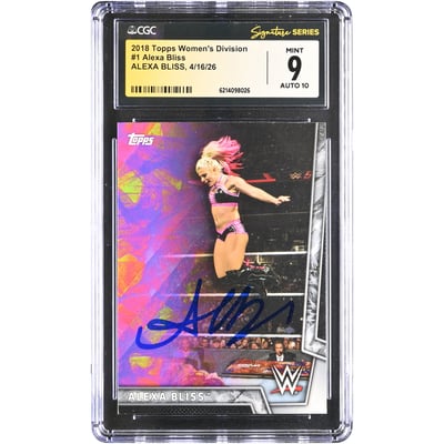 Alexa Bliss WWE Autographed 2018 Topps Women's Division #1 CGC Fanatics Witnessed Authenticated 9/10 Card