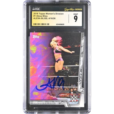 Alexa Bliss WWE Autographed 2018 Topps Women's Division #1 CGC Fanatics Witnessed Authenticated MINT 9 Card
