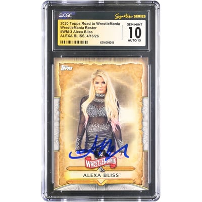 Alexa Bliss WWE Autographed 2020 Topps Road to WrestleMania #WM-3 CGC Fanatics Witnessed Authenticated 10/10 Card