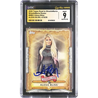 Alexa Bliss WWE Autographed 2020 Topps Road to WrestleMania #WM-3 CGC Fanatics Witnessed Authenticated 9/10 Card