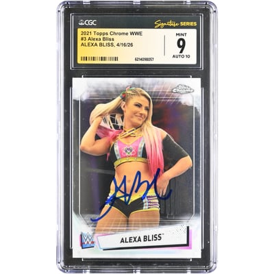 Alexa Bliss WWE Autographed 2021 Topps Chrome #3 CGC Fanatics Witnessed Authenticated 9/10 Card