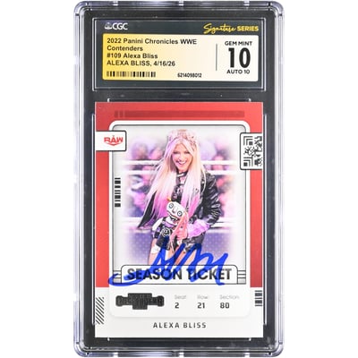 Alexa Bliss WWE Autographed 2022 Panini Chronicles Contenders #109 CGC Fanatics Witnessed Authenticated 10/10 Card