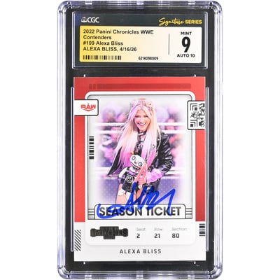Alexa Bliss WWE Autographed 2022 Panini Chronicles Contenders #109 CGC Fanatics Witnessed Authenticated 9/10 Card