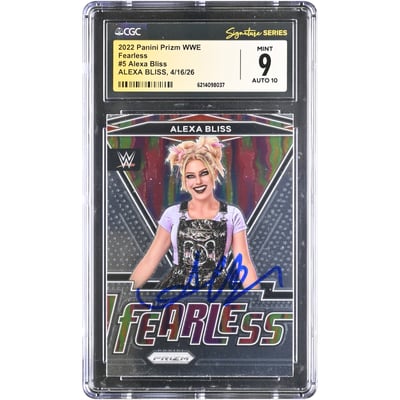 Alexa Bliss WWE Autographed 2022 Panini Prizm Fearless #5 CGC Fanatics Witnessed Authenticated 9/10 Card