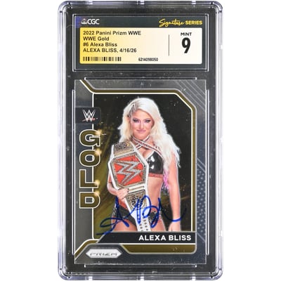 Alexa Bliss WWE Autographed 2022 Panini Prizm Gold #6 CGC Fanatics Witnessed Authenticated MINT 9 Card