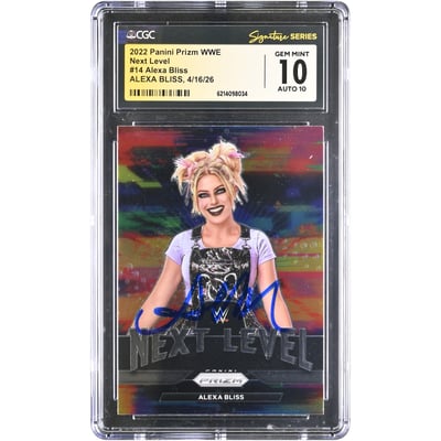 Alexa Bliss WWE Autographed 2022 Panini Prizm Next Level #14 CGC Fanatics Witnessed Authenticated 10/10 Card