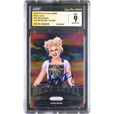 Alexa Bliss WWE Autographed 2022 Panini Prizm Next Level #14 CGC Fanatics Witnessed Authenticated 9/10 Card