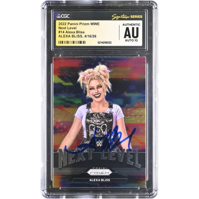 Alexa Bliss WWE Autographed 2022 Panini Prizm Next Level #14 CGC Fanatics Witnessed Authenticated AUTO 10 Card