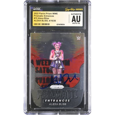 Alexa Bliss WWE Autographed 2022 Panini Prizm Prizmatic Entrances #15 CGC Fanatics Witnessed Authenticated AUTO 10 Card
