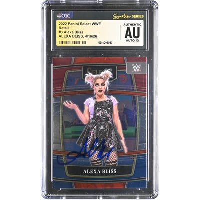 Alexa Bliss WWE Autographed 2022 Panini Select Retail #3 CGC Fanatics Witnessed Authenticated AUTO 10 Card