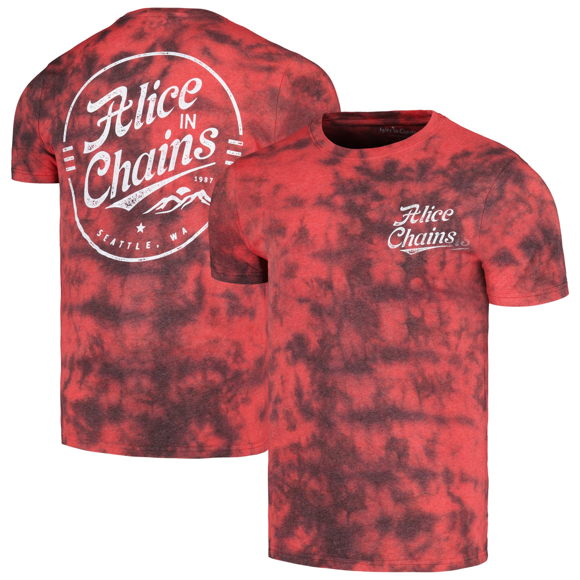 Alice in Chains Unisex Circle Emblem Dip-Dye T-Shirt - Red