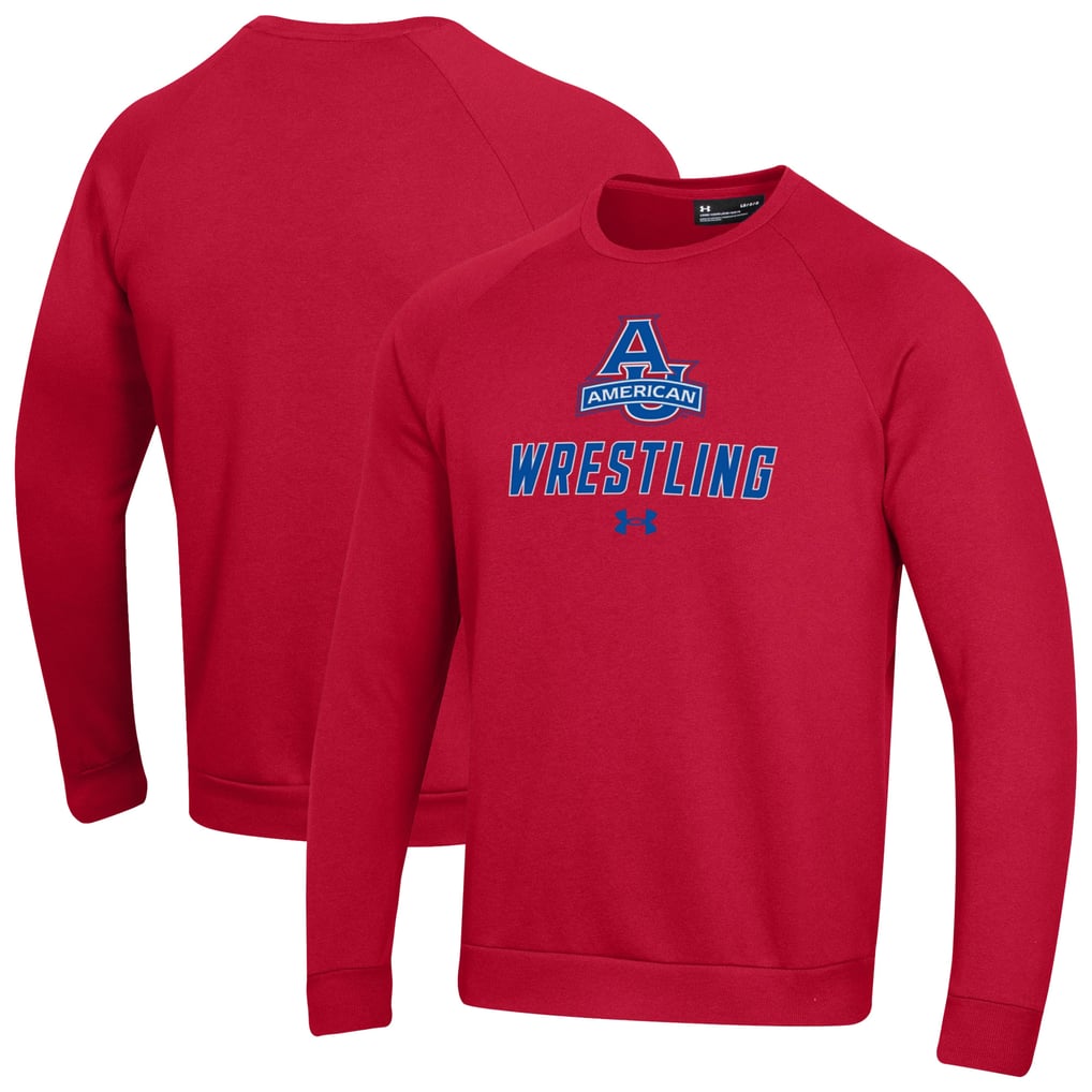 American University Eagles Under Armour Wrestling Rival Fleece Raglan Pullover Sweatshirt - Red