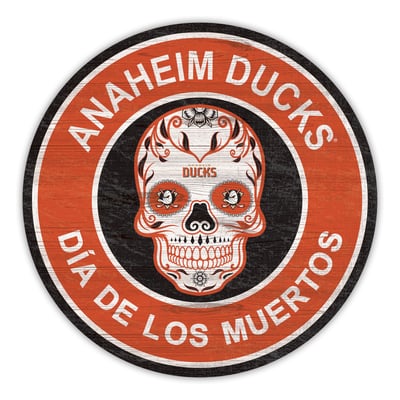 Anaheim Ducks 12" Sugar Skull Circle Sign