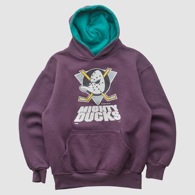 Anaheim Ducks Dodger 90s Hooded Pullover Sweatshirt - Purple - XS by Fanatics Real Vintage