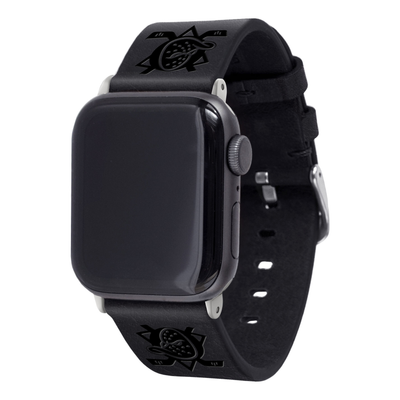 Anaheim Ducks Leather Apple Watch Band - Black