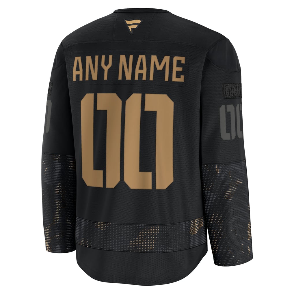 Anaheim Ducks Fanatics 2024 Military Appreciation Personalized Long Sleeve Practice Jersey - Black