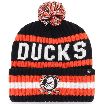Anaheim Ducks '47 Bering Cuffed Knit Hat with Pom - Black