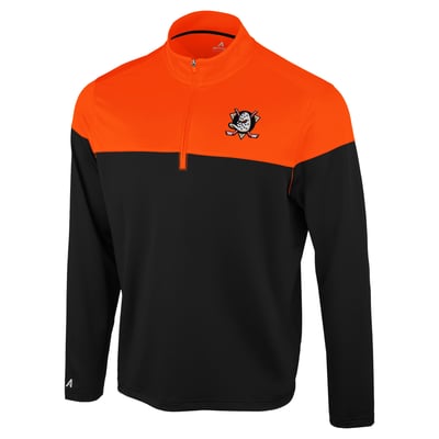 Anaheim Ducks Antigua Hinder Quarter-Zip Pullover - Black/Orange