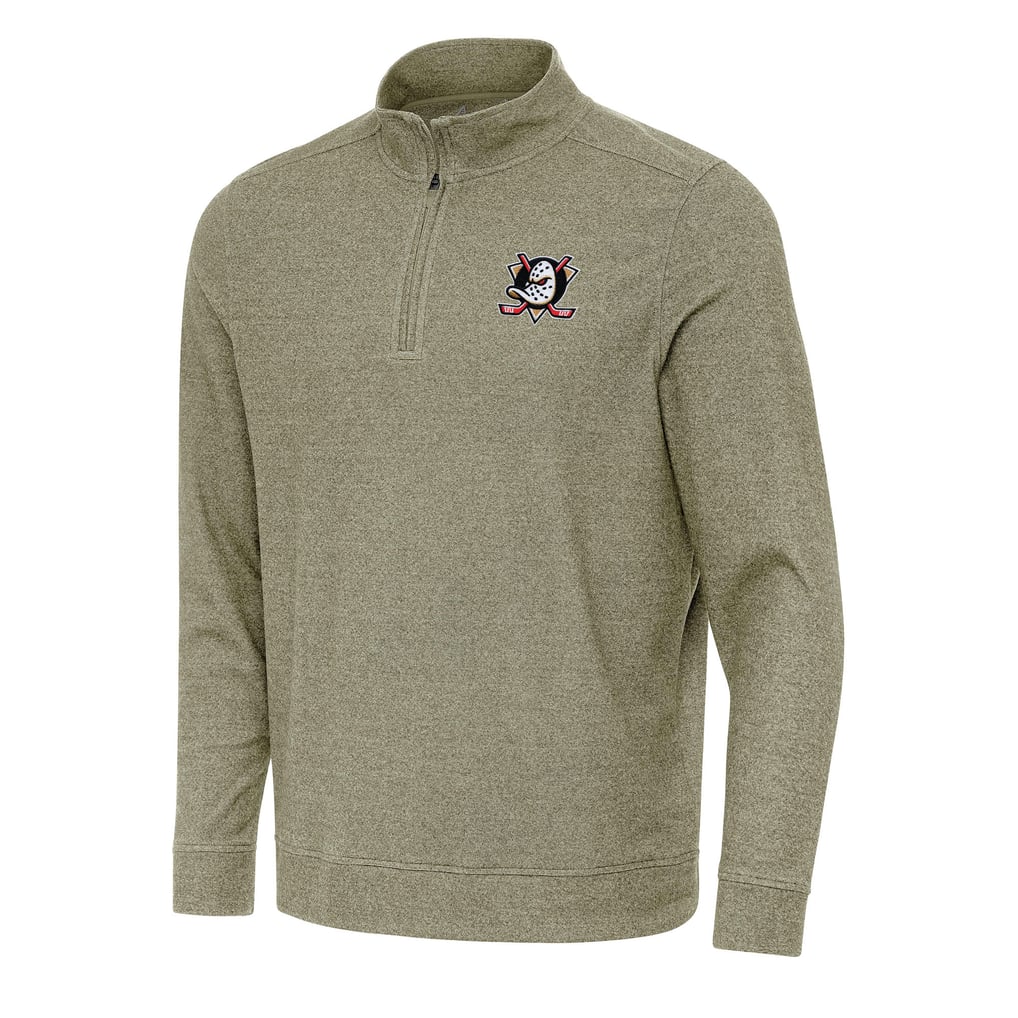 Anaheim Ducks Antigua Subtle Quarter-Zip Sweatshirt - Olive