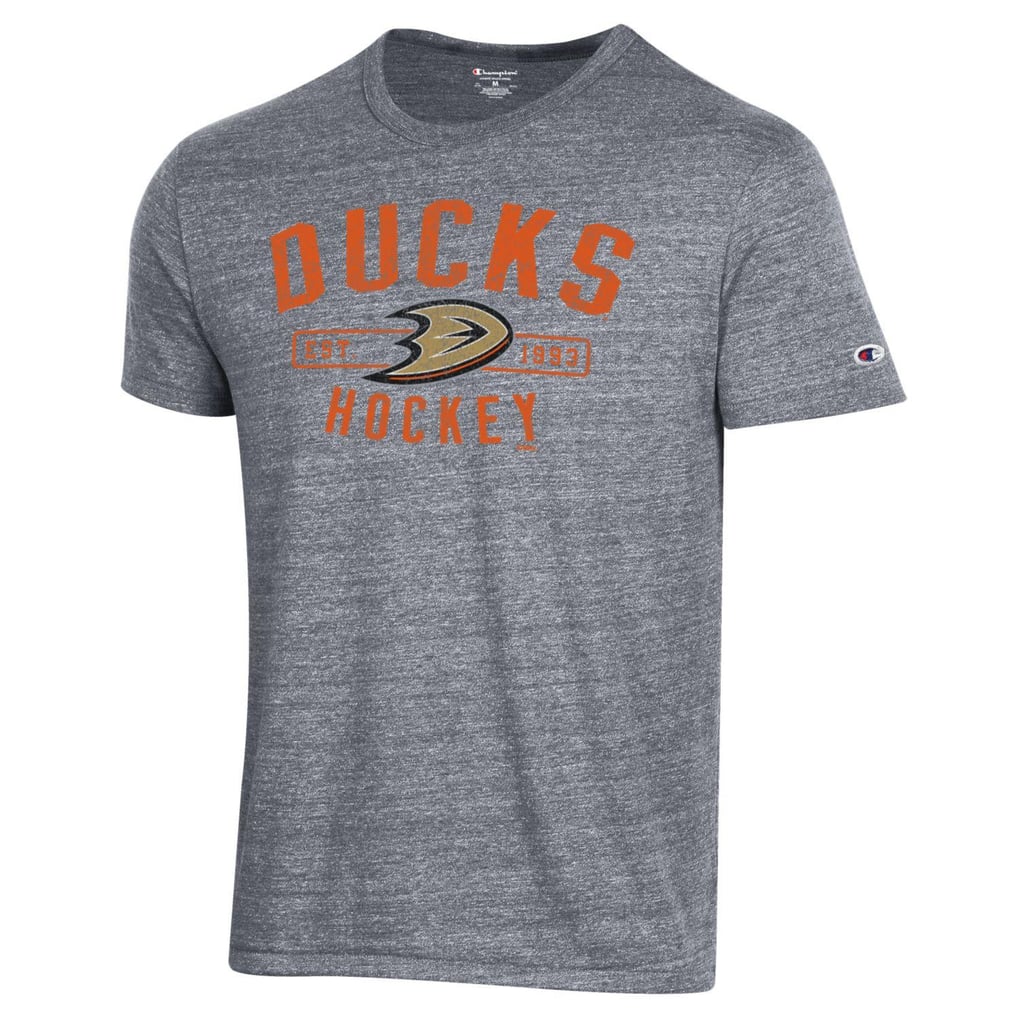 T-shirt Homme Mighty Ducks Anaheim - Logo Officiel, Gris, 100% Coton