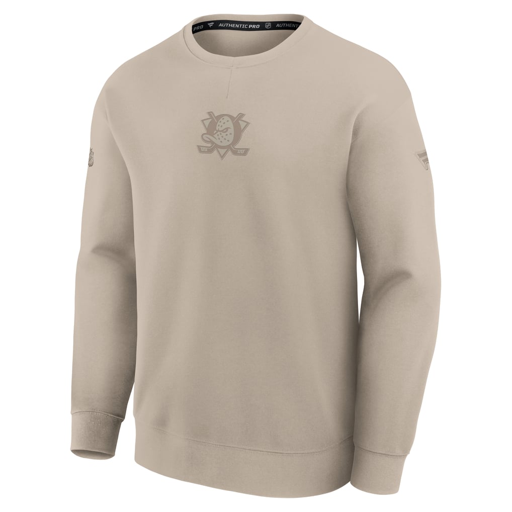 Anaheim Ducks Fanatics Authentic Pro Road Tri-Blend Sweatshirt - Tan