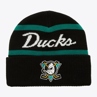 Anaheim Ducks Mitchell & Ness Head Coach Cuffed Knit Hat - Black