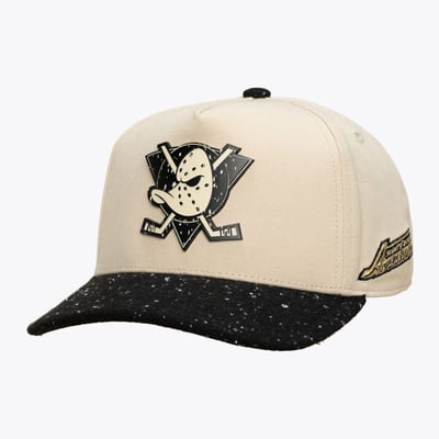 Anaheim Ducks Mitchell & Ness Cookies & Cream Pro Pinch Snapback Hat - Cream/Black