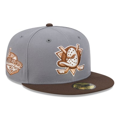 Anaheim Ducks New Era Wood Tones 59FIFTY Fitted Hat - Charcoal/Brown