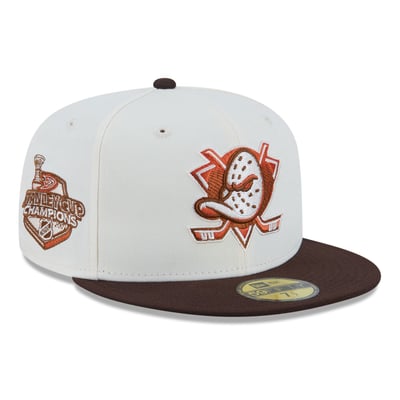 Anaheim Ducks New Era Pumpkin Spice 59FIFTY Fitted Hat - Cream