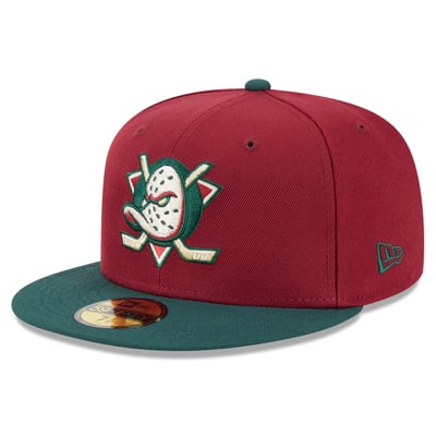 Anaheim Ducks New Era Evergreen 59FIFTY Fitted Hat - Crimson/Dark Green