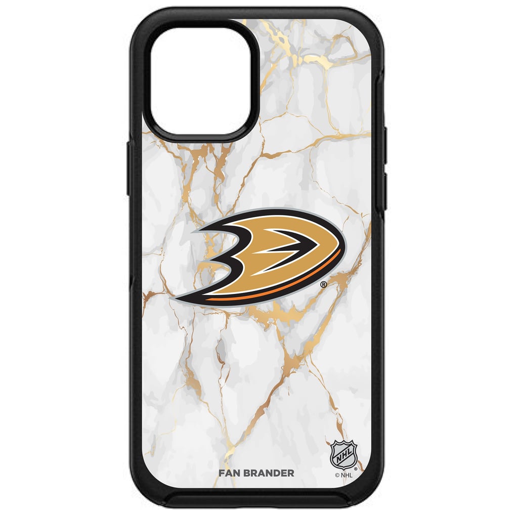 Anaheim Ducks OtterBox iPhone White Marble Slate Case - Black