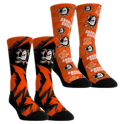  Anaheim Ducks Rock Em Unisex Game Day Two-Pack Crew Socks - Orange