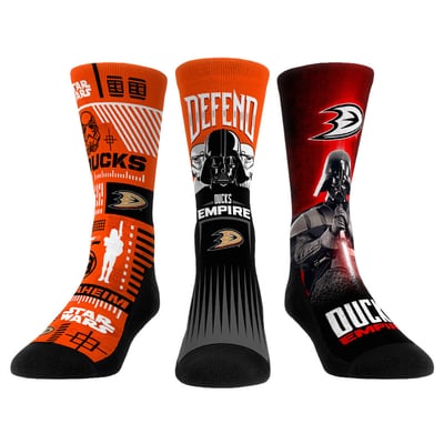  Anaheim Ducks Rock Em Unisex Star Wars Three-Pack Crew Socks Set - Orange