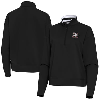Anaheim Ducks Antigua Women's Goddess Half-Zip Pullover - Black