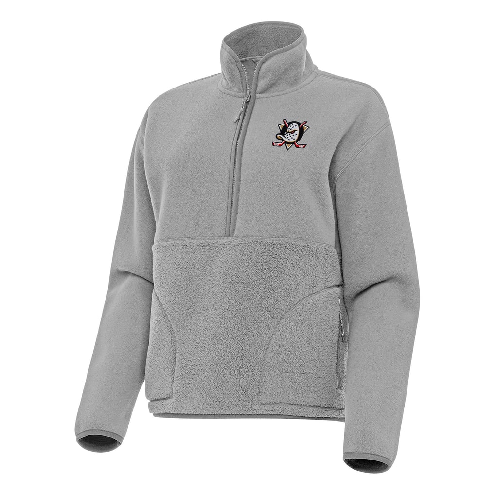Anaheim Ducks Antigua Women's Figure Half-Zip Pullover Sweatshirt - Gray