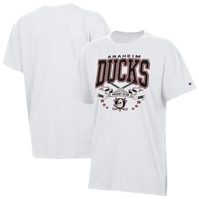Anaheim Ducks Champion Women's  Crossing Sticks Oversized T-Shirt - White