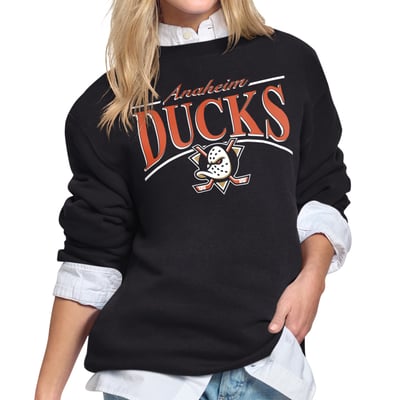 Anaheim Ducks Starter Women's Arch Stripe Fleece Sweatshirt - Black