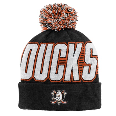 Anaheim Ducks Outerstuff Youth Cuffed Knit Hat with Pom - Black
