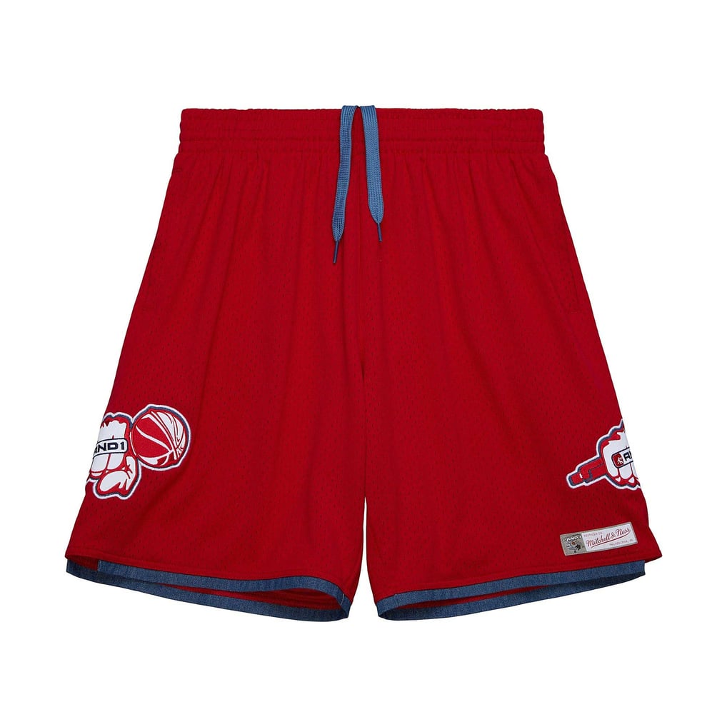 AND1 Mitchell & Ness Mixtape Mesh Shorts - Red