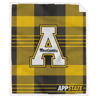 Appalachian State Mountaineers Pegasus Bold Plaid Steel 50" x 60" Ultra Cozy Sherpa Blanket