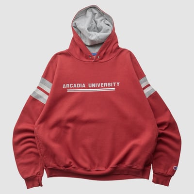 Arcadia University Scarlet Knights Champion 2000s Hooded Pullover Sweatshirt - Red - M by Fanatics Real Vintage
