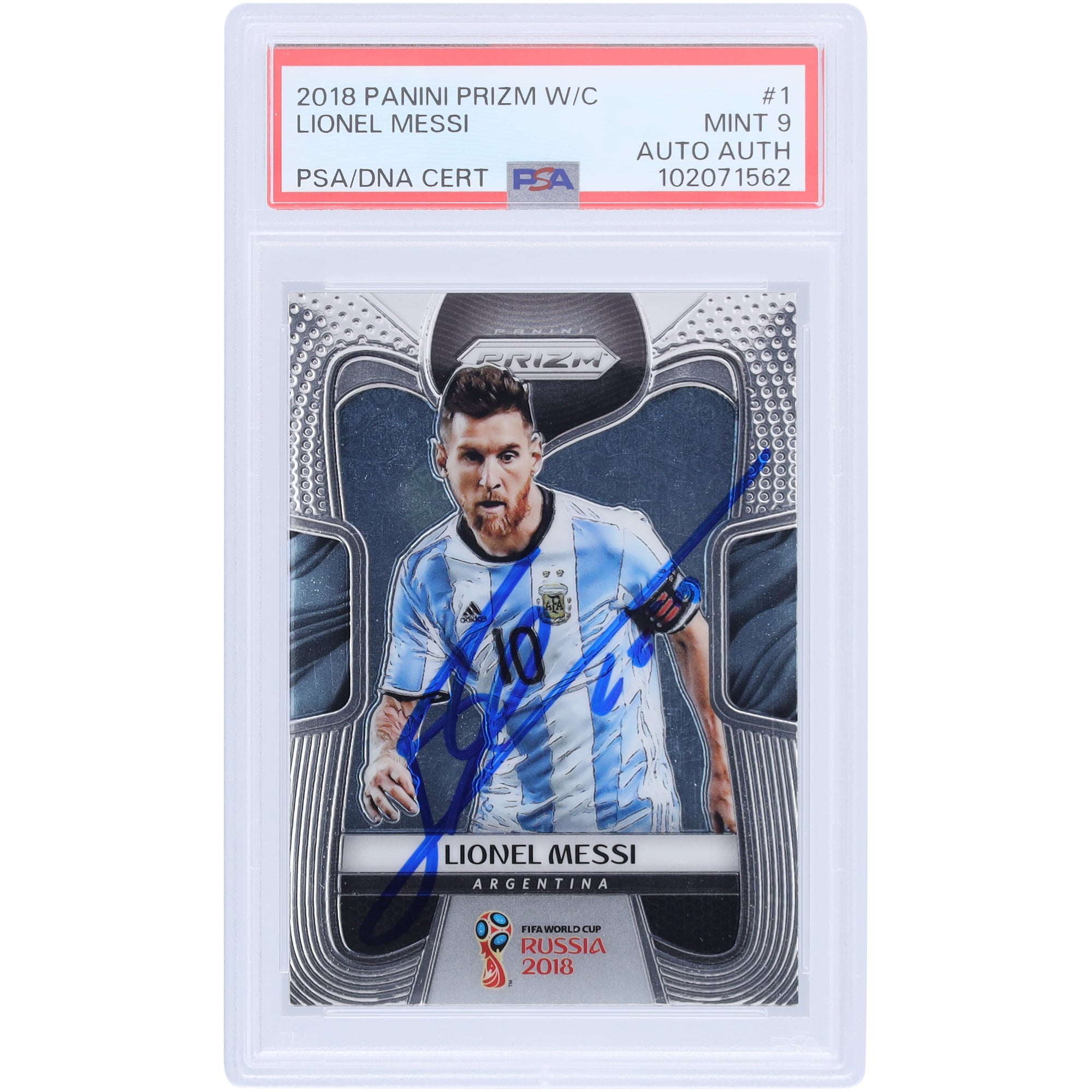 Lionel Messi Argentina National Team Autographed 2018 Panini Prizm 