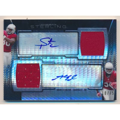 2013 Bowman Sterling Prism Refractor Dual Autographed Dual Relics #BSPDARTE Stepfan Taylor/Andre Ellington/75