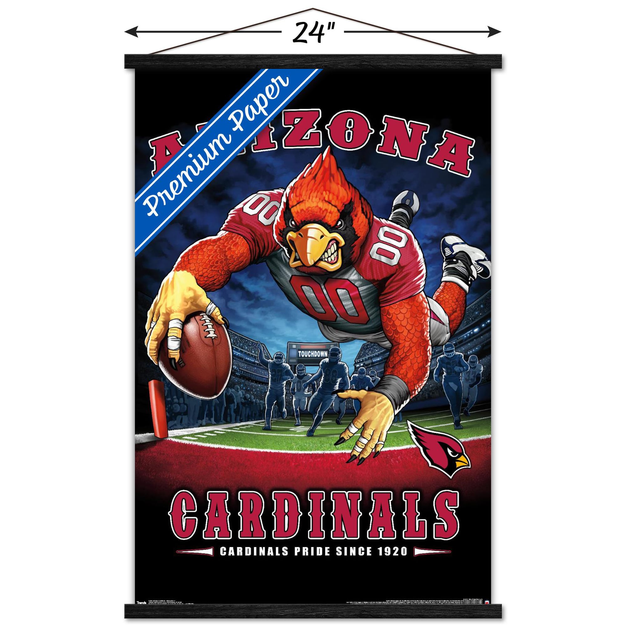 Arizona Cardinals 22.4'' x 34'' Magnetic Framed Mascot Endzone Poster